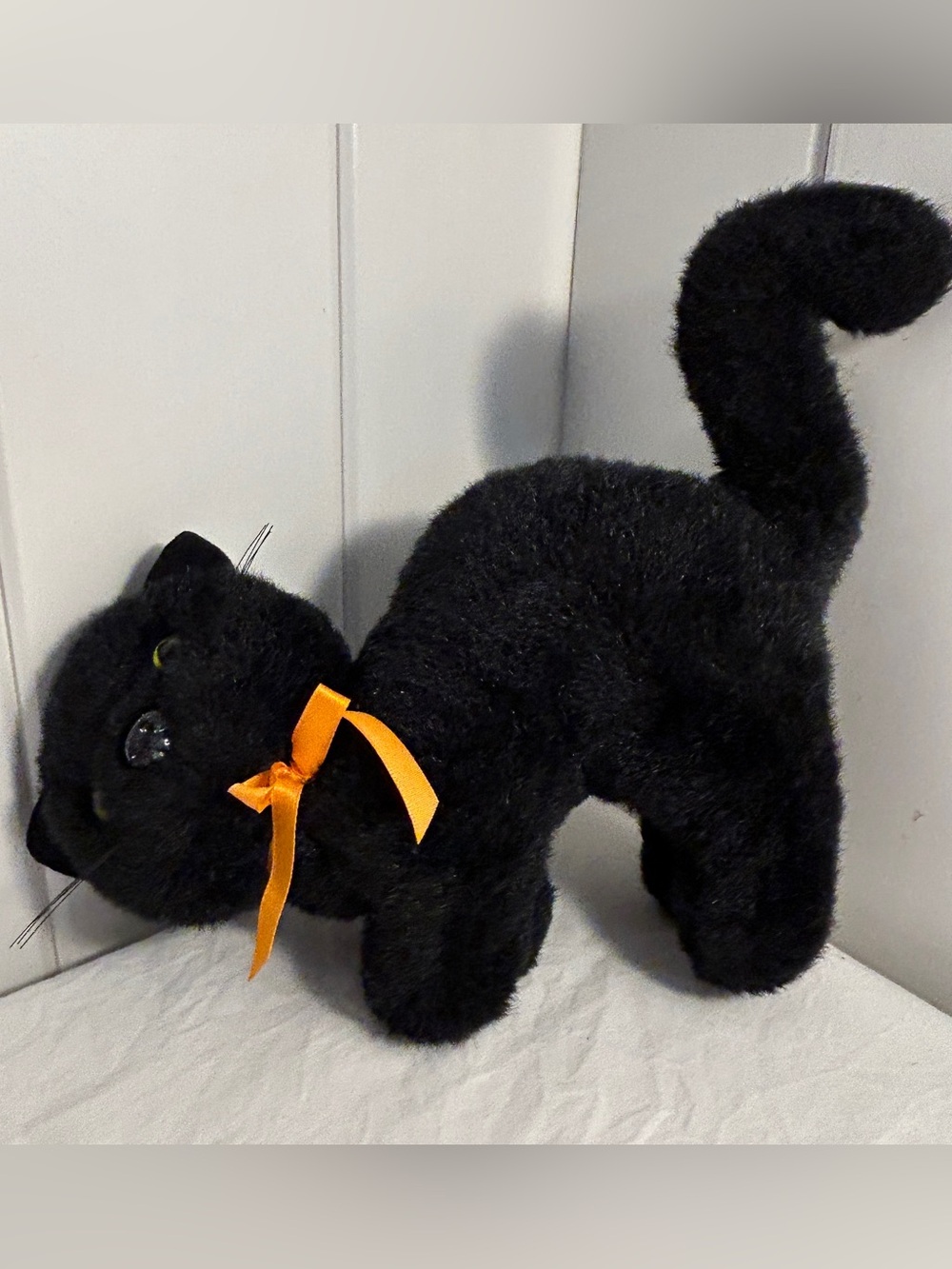 80s cat vintage Halloween Black Cat Arched Chrisha Playful Plush Small 9" 1988